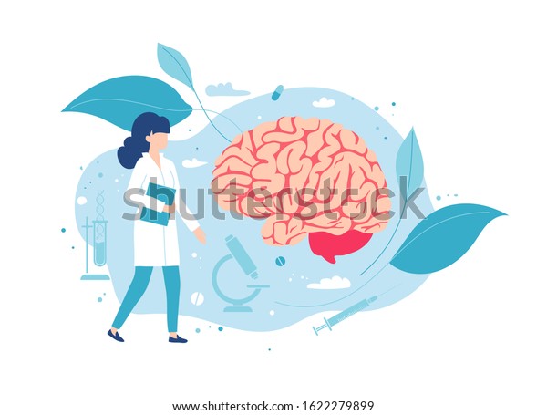 Doctor\
neurologist or neurosurgeon examines the\
brain.