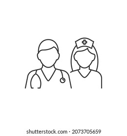 Doctor with nurse avatar line illustration