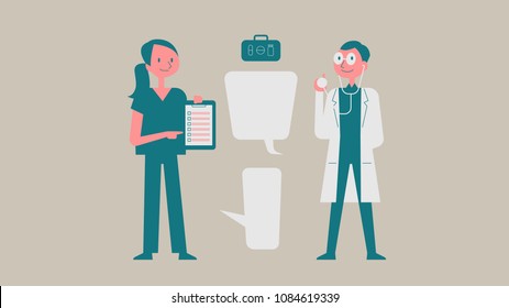 doctor and nurse character vector