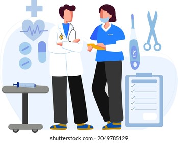 Doctor and Nurse Discussion Illustration