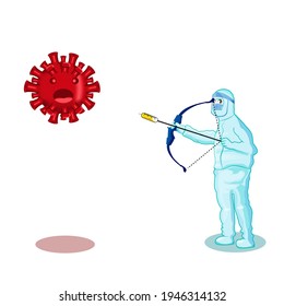 Doctor or Nurse Fight Corona Virus With Vacine Bow