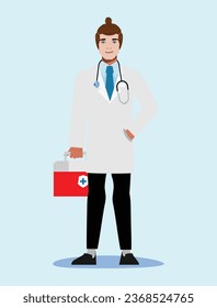 A doctor or nurse going to somewhere to take care someone