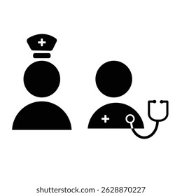 Doctor and nurse icon. Medicine drugs sign. patient icon editable outline stroke vector. Editable stroke. 