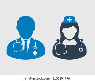 Doctor and Nurse Icon on gray background