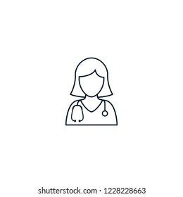 Doctor Nurse Icon Outline, Vector Isolated Line Illustration.