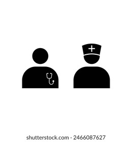 Arzt und Krankenschwester Icon Silhouette Vektorgrafik