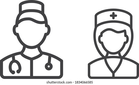aislamiento de vectores de iconos de doctores y enfermeras
