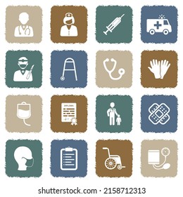 Doctor and Nurse Icons. Grunge Color Flat Design. Vector Illustration.