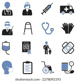 Doctor and Nurse Icons. Two Tone Flat Design. Vector Illustration.