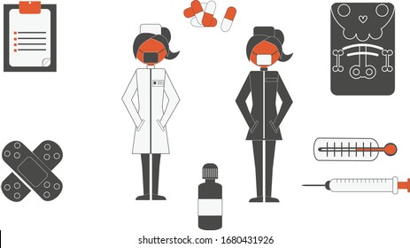 
doctor nurse illustration medicine pill