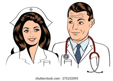 doctor and nurse, illustration in vector format