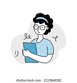 Doctor, nurse line icon, avatar. Doctor medicine character. Doodle line style vector illustration
