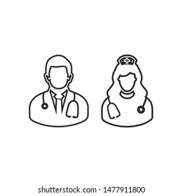 Doctor and nurse line icon. Editable vector EPS.