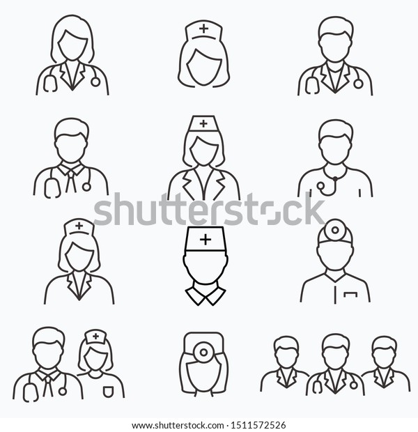 Doctor Nurse Line Icons Set Vector Stock Vector (Royalty Free) 1511572526