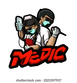 A doctor and a nurse mascot logo vector file 