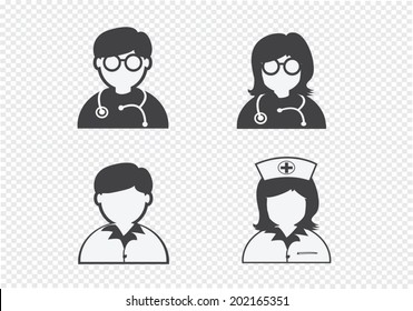 Doctor Nurse   Patient Sick Icon Sign Symbol Pictogram