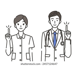 Doctor and nurse in pointing pose