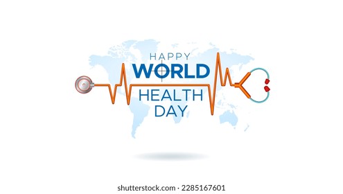 Enfermera médica Stethoscope con antecedentes de mapas del mundo. Concepto de clínica de atención de la salud y sensibilización sobre el Día Mundial de la Salud.