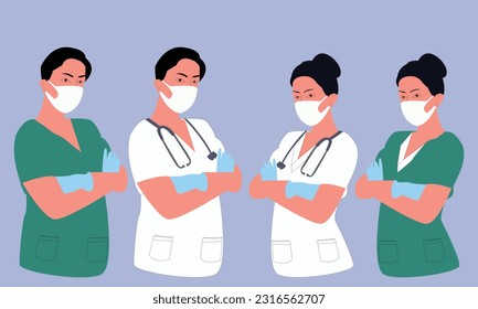 doctor and nurse vector, eps 10