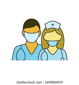 Doctor and nurse vector illustration on white background