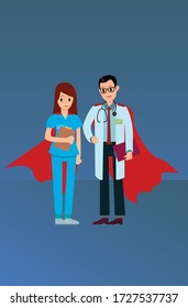 doctor and nurse wearing wing so they will be look like a superhero on fighting coronavirus