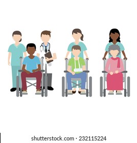 doctor and nurse with wheelchair patient