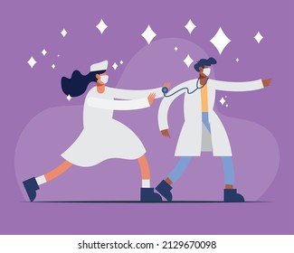 doctor and nurse workers characters