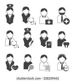 Doctor and nurses icons set