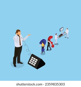 Doctor nurses and patient questions 3d vector illustration concept for banner, website, illustration, landing page, flyer, etc