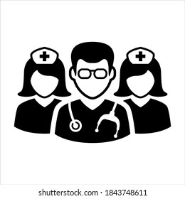 Doctor and nurses vector icon on white background