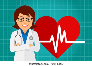 Doctor occupation character health care with heart. Vector illustration