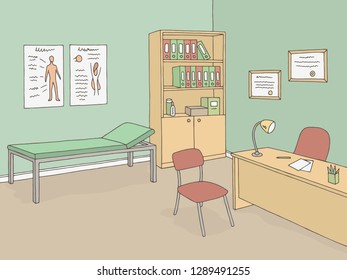 Doctor Office Graphic Color Interior Sketch Illustration Vector