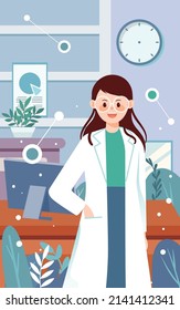 Doctor in the office, vector illustration for physicians day