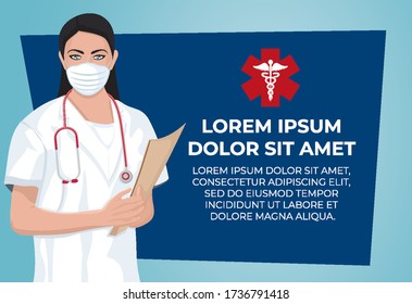 Doctor on a blue background. Vector illustration
