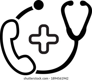 Doctor on call, emergency call, medicine, healthcare, medical support sign vector icon