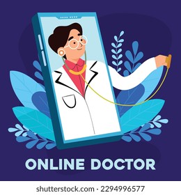 A doctor on a mobile phone, examining a patient