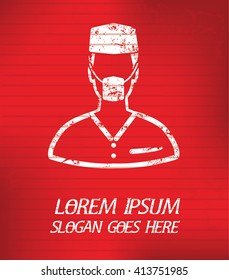 Doctor on red background,poster grunge design