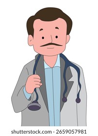 Un doctor en el fondo blanco