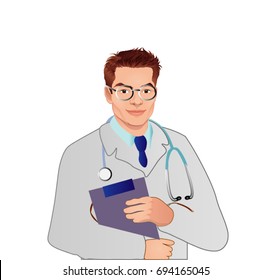 Doctor on white background