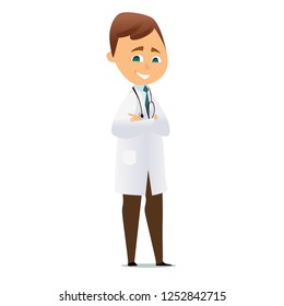 doctor on white background, vector illustration doctor cartoon style