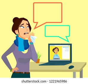 Doctor online concept with character. Can use for web banner, infographics, hero images.Vector illustration in a flat style.
