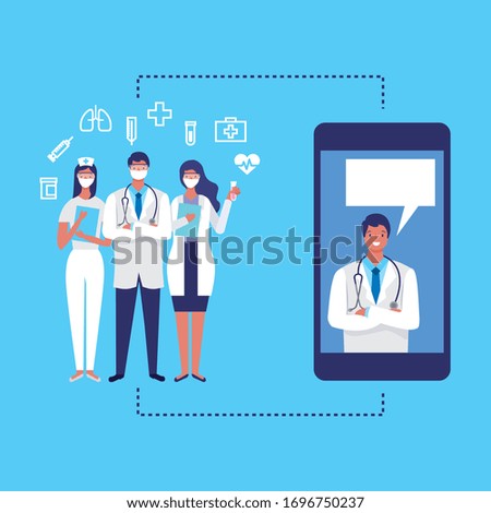 doctor online concept with smartphone. vector illustration