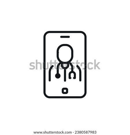Doctor online linear icon. Thin line customizable illustration. Contour symbol. Vector isolated outline drawing. Editable stroke