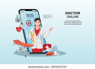 Doctor Online Icon Art Poster Vektorgrafik