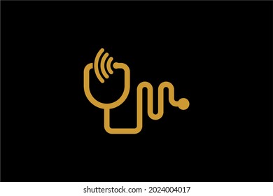 Doctor online virtual services logo design vector. Consultation to doctors via digital remote illustration symbol. Telemedicine service vector logo. Stethoscope and signal vector icons.