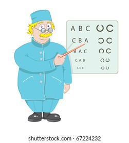 The doctor the ophthalmologist checks sight, also it is possible to use - the teacher at a board