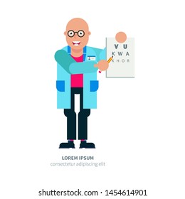 Doctor ophthalmologist checks visual acuity. Ophthalmologic examination. Medical worker
