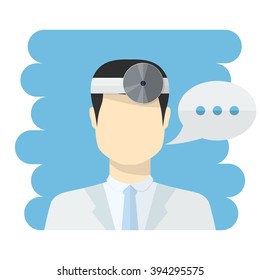Doctor ophthalmologist vector.Vector medical worker icon male Doctor avatars in uniform ,in flat style with a color speech bubbles conceptual health care.Ophthalmologist Dr.Doctor icon flat style