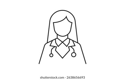Doctor outline icon isolated on transparent background flat vector illustration. EPS 10