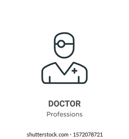 Doctor outline vector icon. Thin line black doctor icon, flat vector simple element illustration from editable professions concept isolated on white background